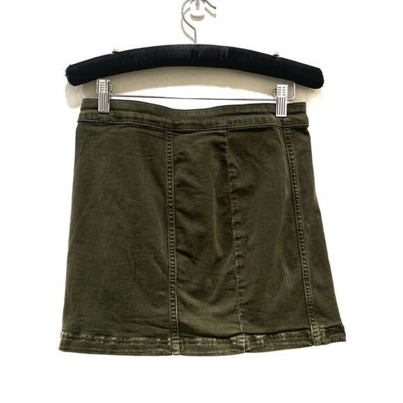 Vtg Free People Y2K  Army Green Tortoise Button Down Denim Mini Skirt - Picture 13 of 14